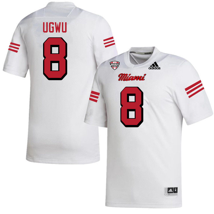 Miami University Redhawks #8 Brian Ugwu College Football Jerseys Stitched-White